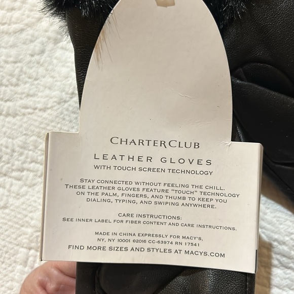 Charter Club Faux Leather Gloves Small. NWT - Picture 4 of 6